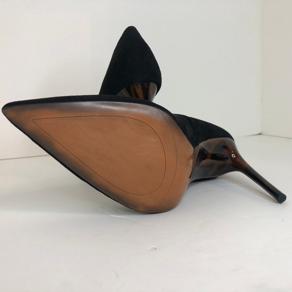 Zara Black Faux Suede Tortoise Shell Heels - Size 39 (US 8) - Picture 8 of 8